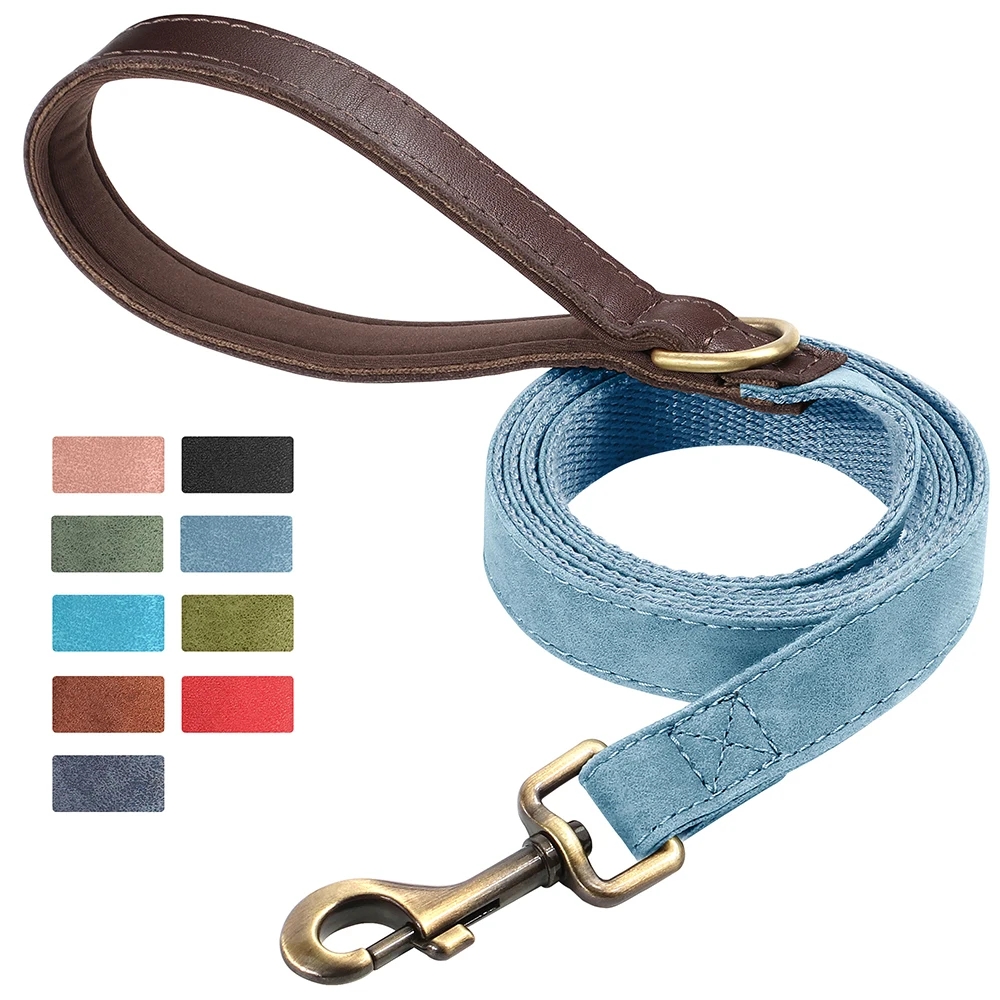 Correa para perro de 4,5 pies, cuerda de cuero PU de 9 colores, correas acolchadas de nailon para perros pequeños, medianos y grandes, correa para caminar, cuerdas de plomo para perro