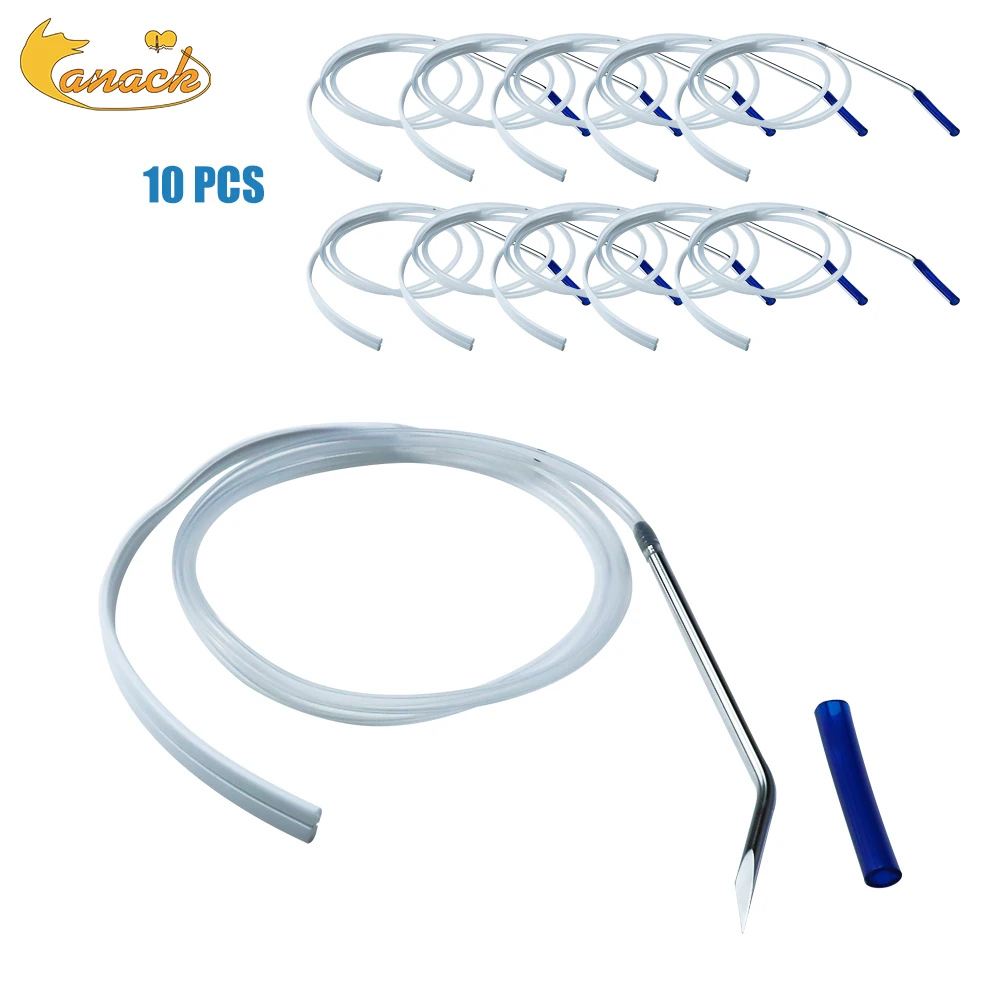 Tubo de drenaje estriado plano, silicona de grado médico, 7mm, 10mm, con trocar, tubos de drenaje para heridas, esterilización Eo, equipo veterinario, 10 Uds.