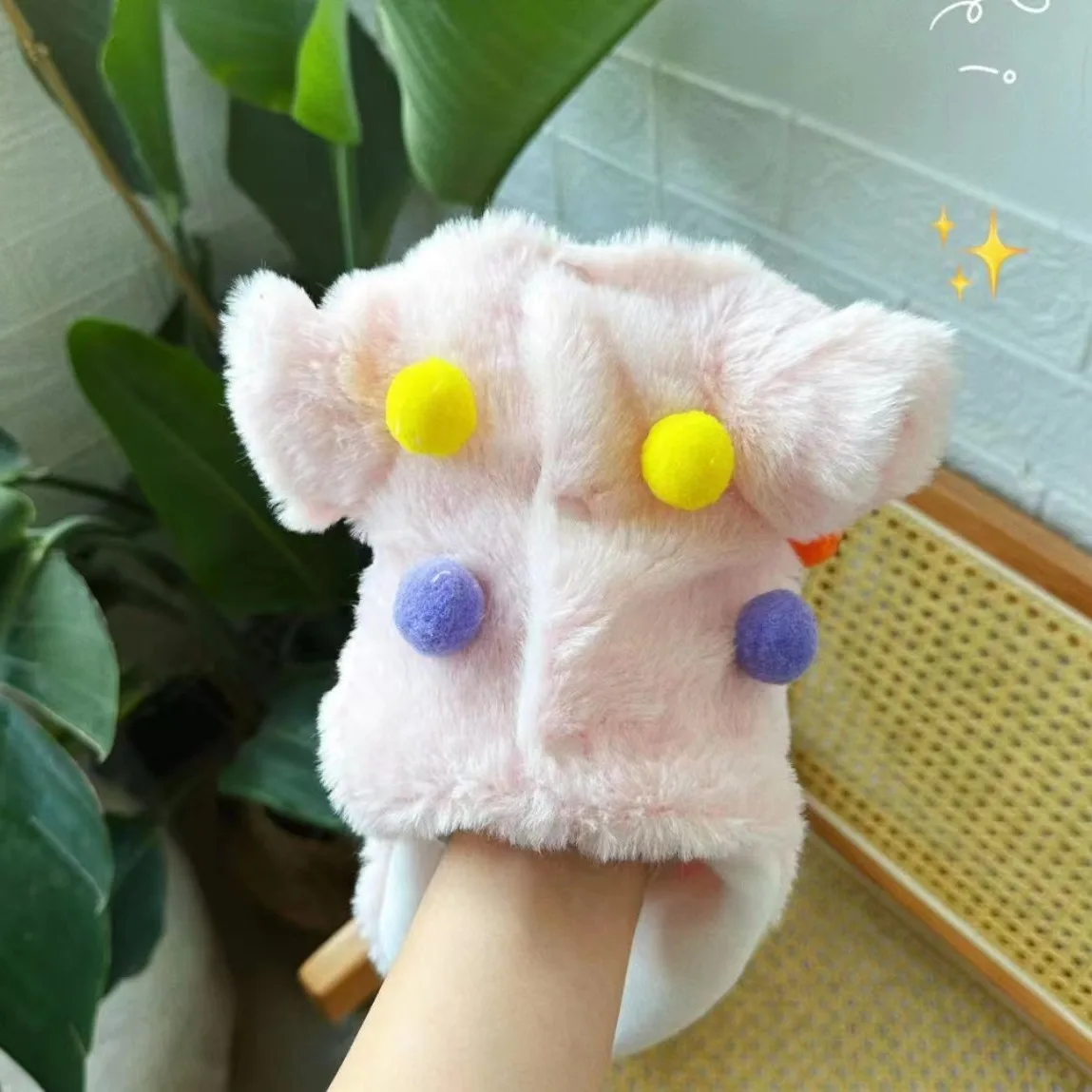 Abrigo de felpa para mascotas, ropa para gatitos con bolas de piel para mascotas, abrigo de bola de colores de felpa para otoño e invierno, ropa para perros pequeños, ropa para cachorros