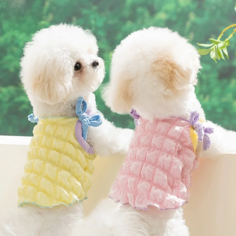 Vestido de burbujas veraniego para perros y gatos – Falda con lazo - imagen 3