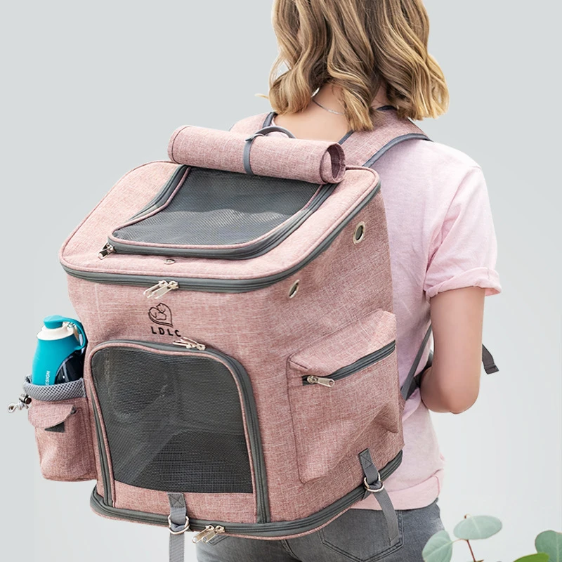 Mochila plegable para mascotas, bolso de hombro doble para gatos y cachorros, transporte de gran capacidad, mochila de viaje para perros - imagen 2