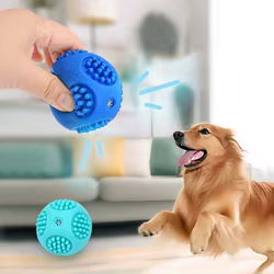 Bola chirriante para masticar perros con dientes, duradera, juguete para limpiar los dientes para cachorros y perros grandes, autogestión elástica