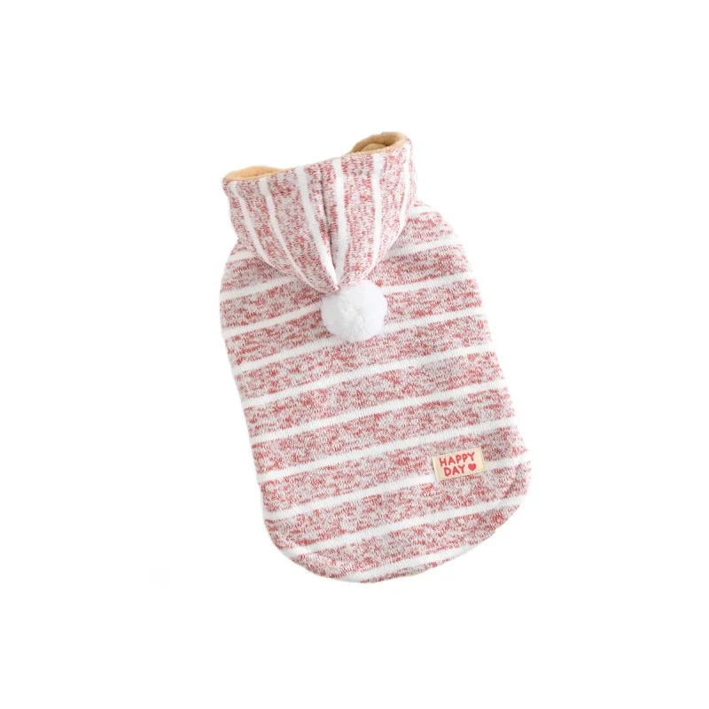 Chaqueta de punto a rayas para otoño e invierno, ropa de casa con capucha, chaqueta cálida para perros pequeños y medianos, ropa para cachorros - imagen 5