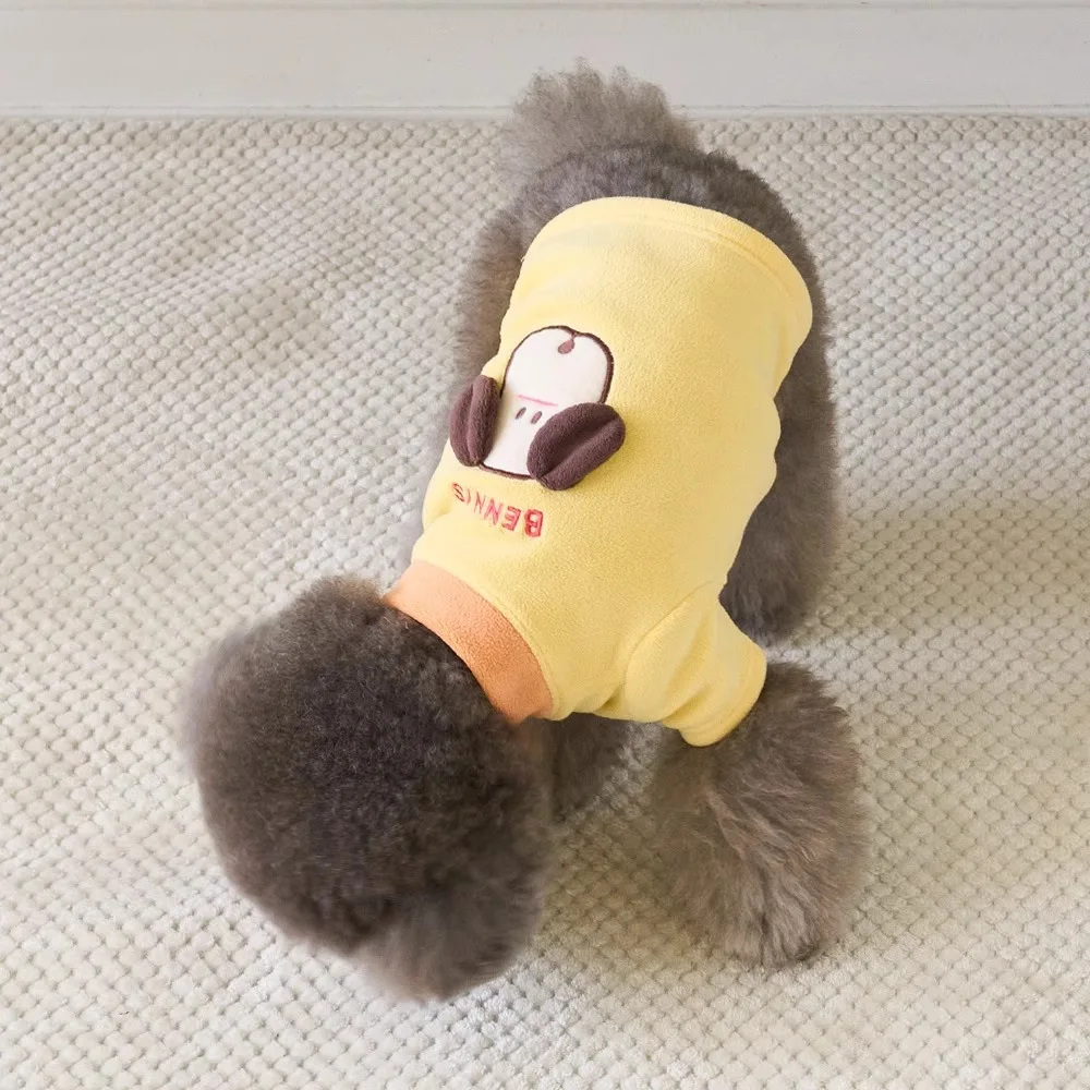 Sudadera con capucha contrastante para mascotas, camiseta bonita con solapa, chaqueta polar de dos patas, camisa Base para gatos, ropa para cachorros pequeños, otoño e invierno - imagen 4