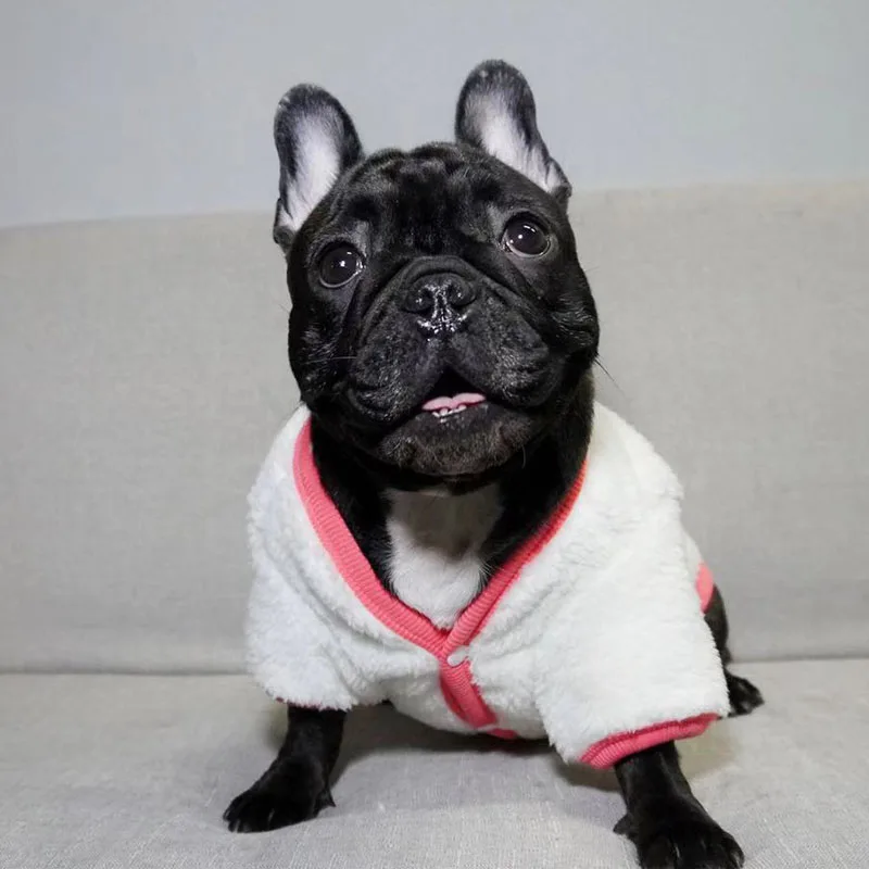 Ropa blanca de lana para perros, abrigo de invierno de manga corta, chaqueta para perros pequeños y medianos, trajes para cachorros Chihuahua Yorkie # 10-18 - imagen 2