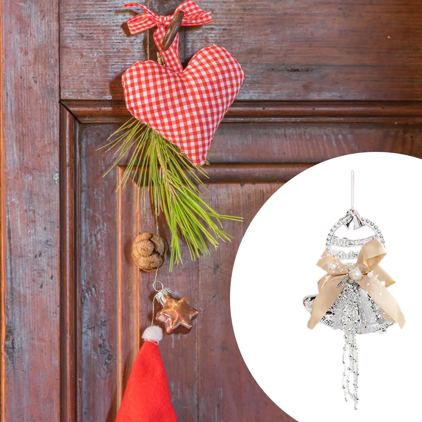 Christmas Bell Ornament Christmas Tree Pendant Festival Charm DIY Decorating Xmas Pendant for Wall Dorm Winter Door Farmhouse