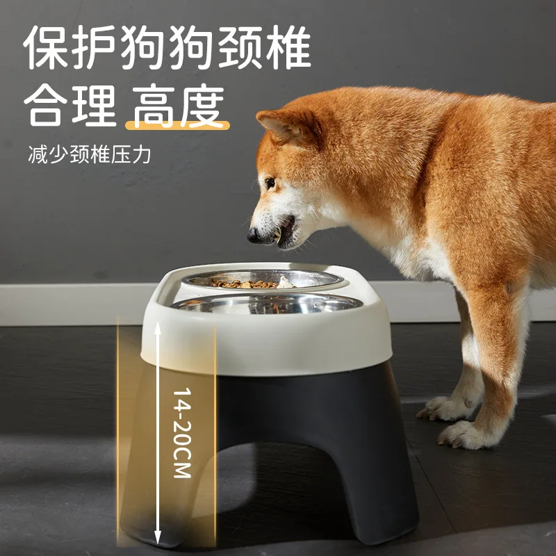 Cuenco de acero inoxidable para mascotas, cuenco de comida para gatos, cuenco de comida para perros, cuencos para comer y beber, protección del cuello, cuencos dobles de pie alto - imagen 2
