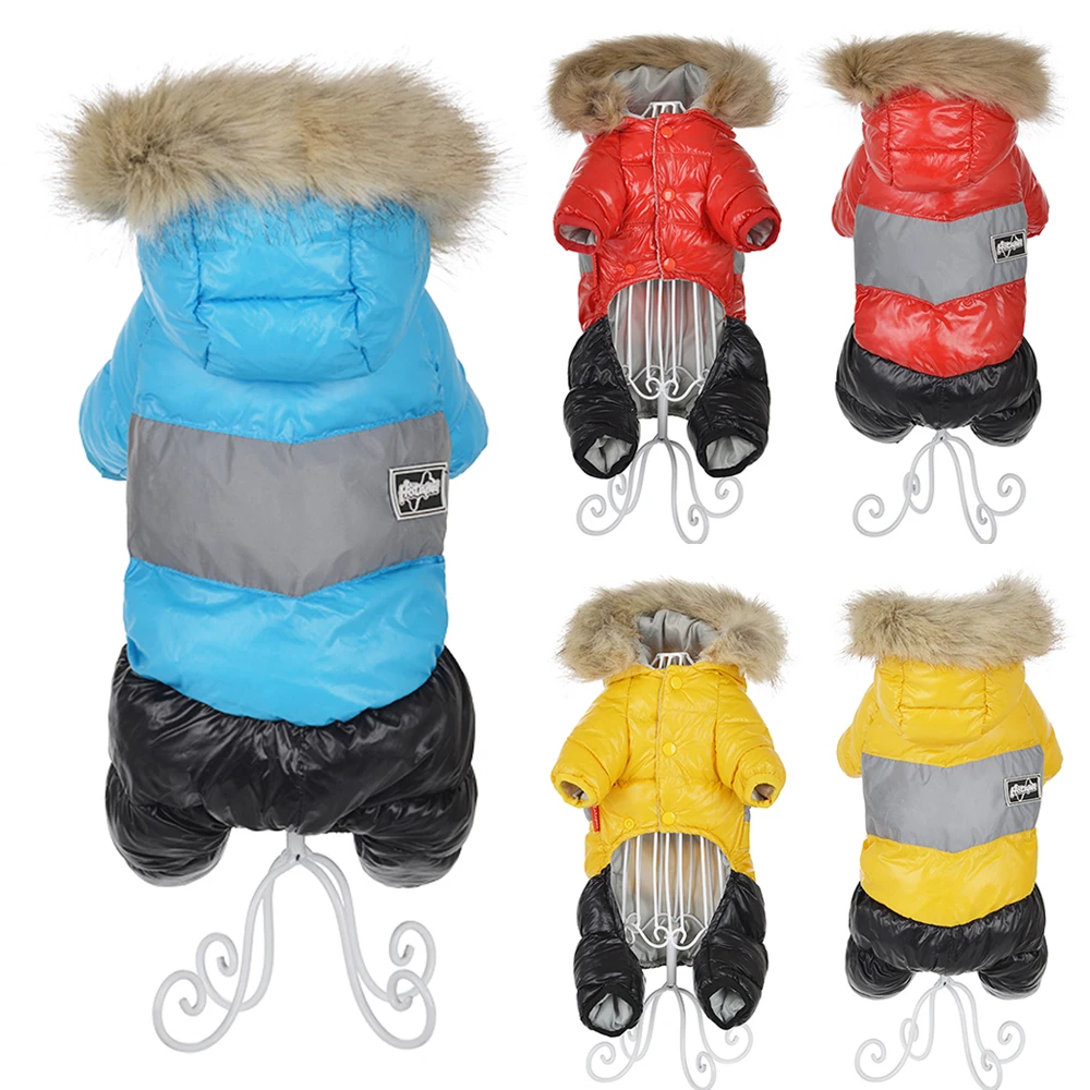Ropa cálida de invierno para perros pequeños Chihuahua impermeable con capucha chaqueta de plumón para cachorros sudaderas con capucha de Bulldog Francés mono - imagen 2