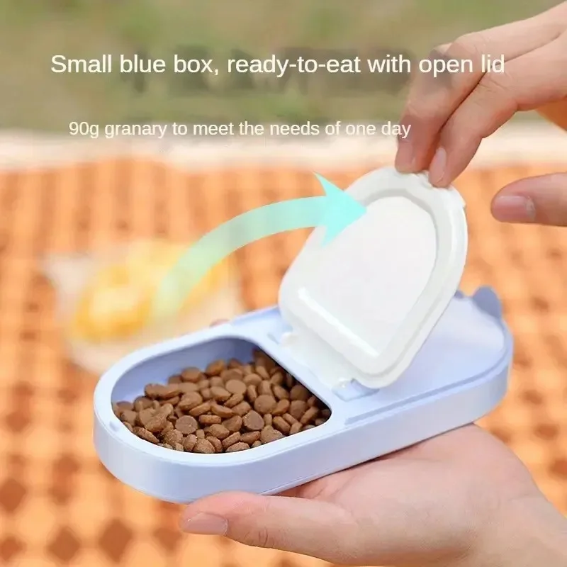 Dispensador portátil de agua y comida para mascotas para gatos, perros, conejos, diseño a prueba de fugas con vaso para beber, ideal para viajes al aire libre y altos