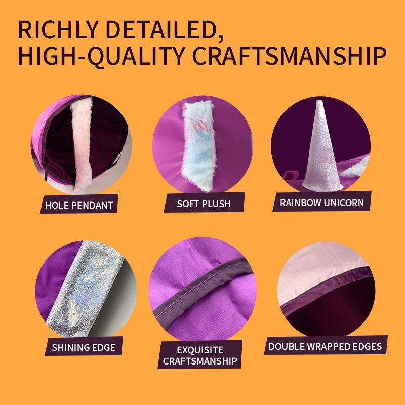 Regalos de Navidad Juguete túnel para gatos, juguetes grandes plegables para túnel para perros y gatos, diseño de 6 entradas y salidas, forma única de unicornio - imagen 4