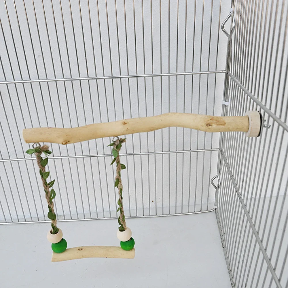 Soporte de madera para loros, columpio de doble capa, juguete para pájaro, piel de tigre, garra, pico de molienda, soporte de molienda, accesorios para jaulas de pájaros - imagen 3