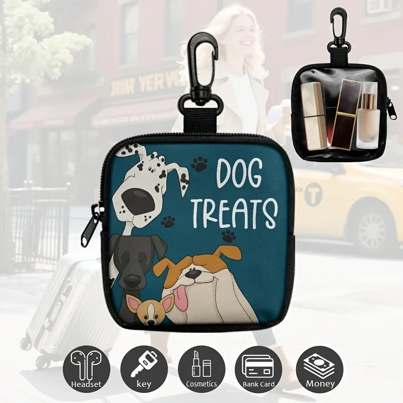 Bolsa para premios de perro colgada durante paseo