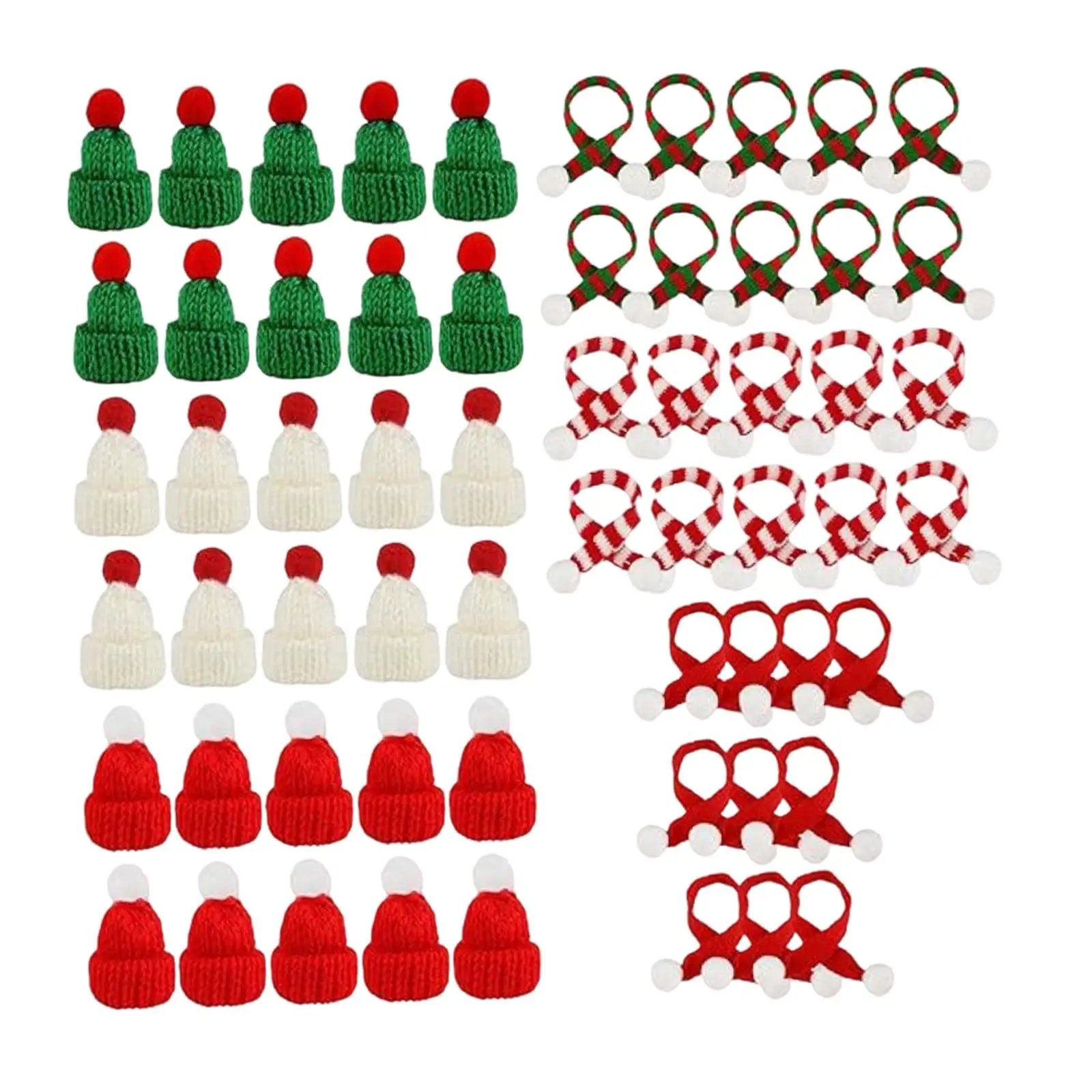 Mini conjunto de gorro y bufanda de punto, adorno navideño, cubierta para botella de vino, decoración navideña para broches - imagen 2