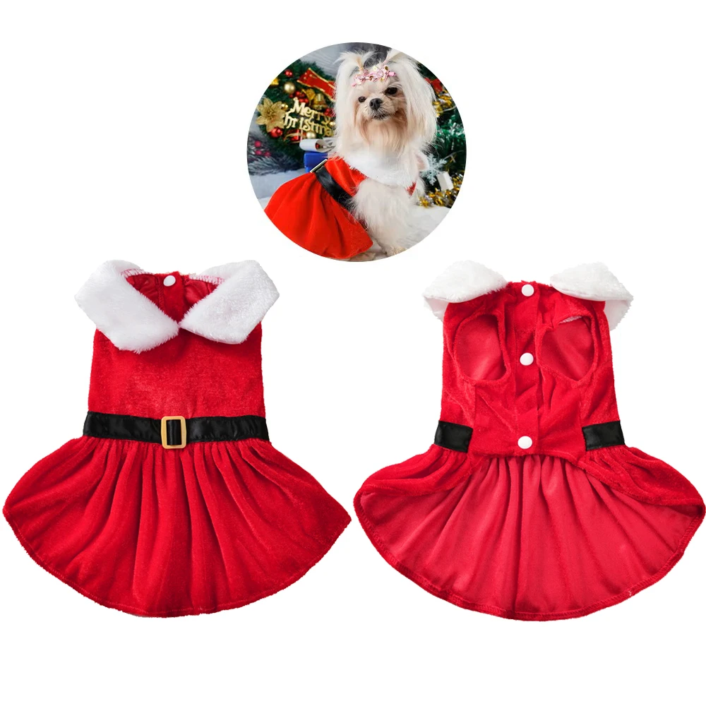 Vestidos para perros pequeños, fiesta de Navidad para gatos, falda de princesa roja, vestido de Navidad para cachorros, disfraz de caniche Pug, Chihuahua, Yorkies - imagen 3