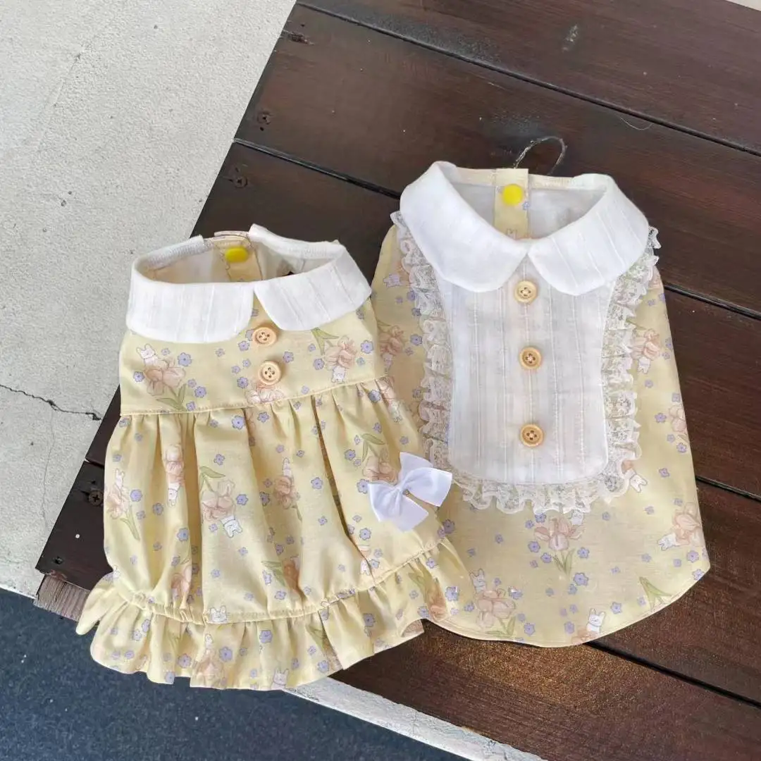 Chaleco Floral de primavera para mascotas, falda de princesa para perros y gatos, oso Yorkshire Schnauzer, ropa para perros pequeños/gatos, falda fina de primavera