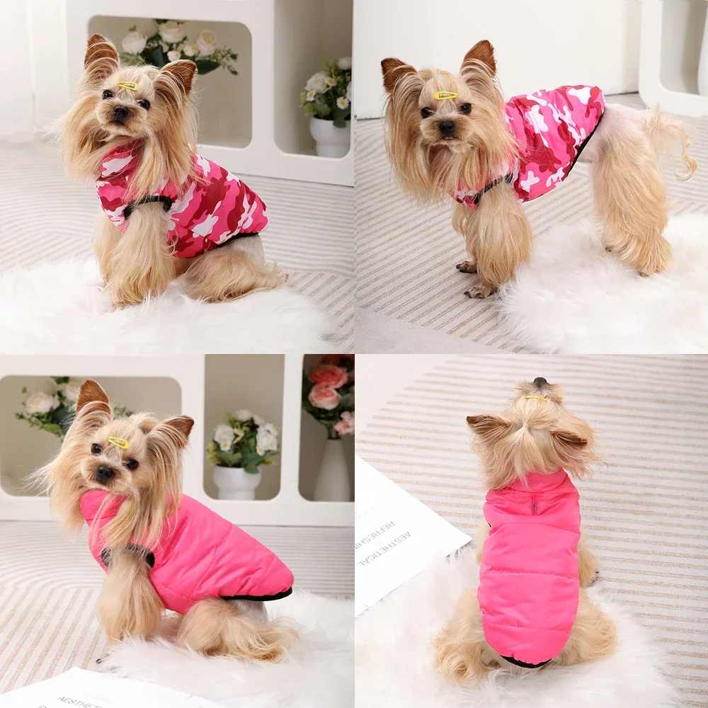 Abrigo para mascotas, ropa cálida de invierno para perros pequeños, chaqueta ligera Reversible a prueba de viento para cachorros, chaleco, disfraz de Yorkie Schnauzer