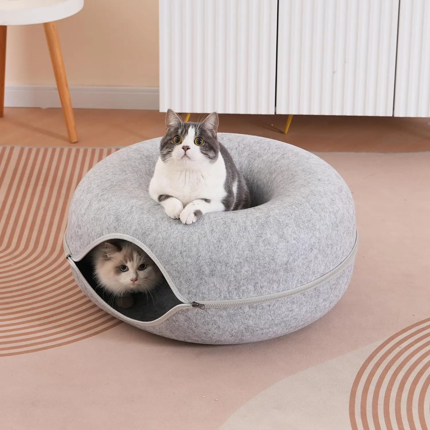 Túnel interactivo Donut para gatos – juguete y cama doble uso - imagen 2