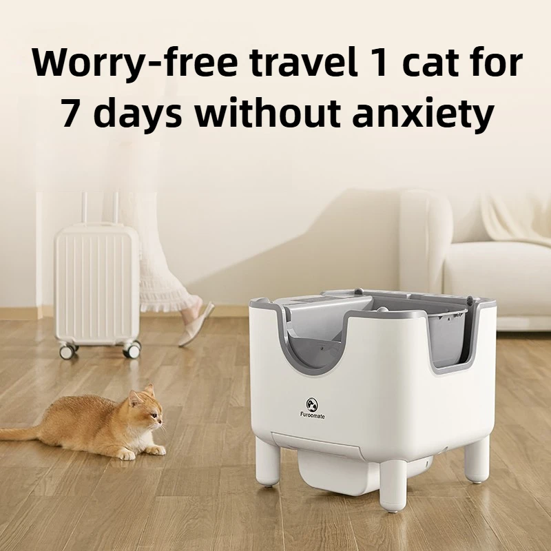 Caja de arena para gatos automática abierta inteligente, autolimpiante, caja de arena para gatos Extra grande, Pedal de caída de arena, inodoro para gatitos, antiolor - imagen 4