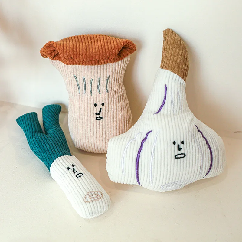 Ins perro regalo de cumpleaños cebolla verde ajo seta juguete chirriante mascota juguete interactivo imitación vegetal juguete foto Accesorios