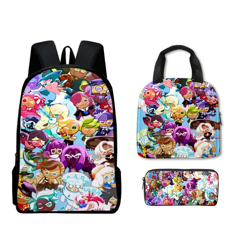 3 uds Cookie Run: Kingdom Shadow Milk Cookie bolso escolar dibujos animados Anime estudiante lápiz bolsa de almuerzo regalo de cumpleaños para niñas niños - imagen 4