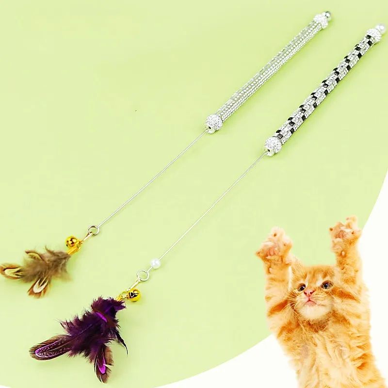 Juguete para gatos, palo de plumas, juguetes para gatos, mango retráctil interactivo, juguetes para gatos, palos de burlas, alambre de acero, juguete para gatos con campana - imagen 5