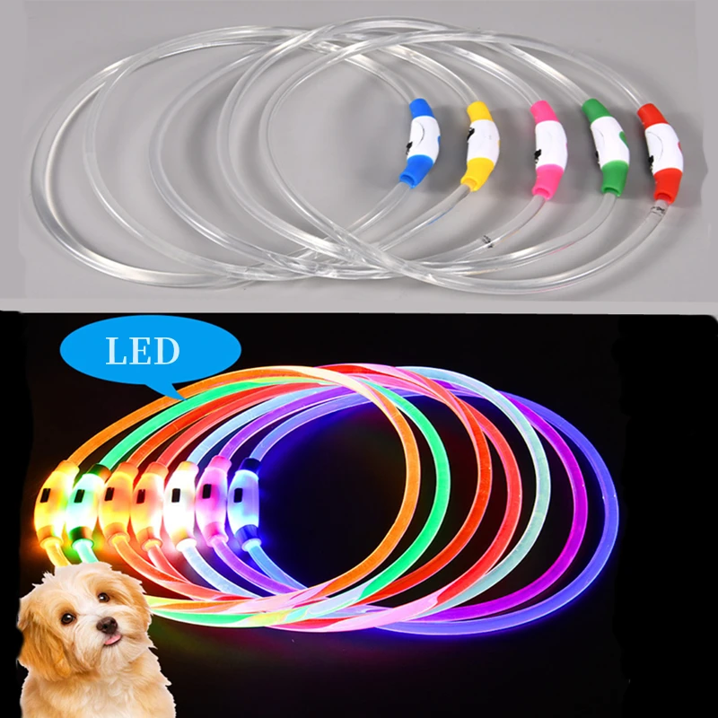 Collar luminoso para perro, Collar con carga de luz para gato, Collar de seguridad brillante DIY intermitente a la moda Led para perros, accesorios nocturnos para mascotas - imagen 3