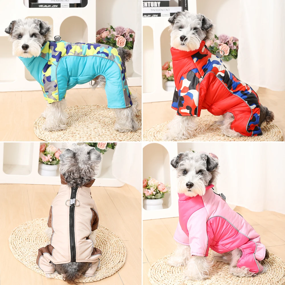 Mono cálido de invierno para mascotas, monos para perros pequeños y medianos, chaqueta reflectante impermeable para perros, mono, abrigo de camuflaje para cachorros - imagen 5