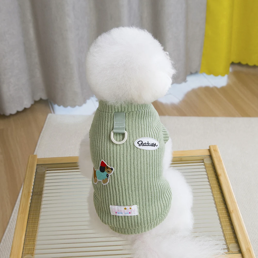 Camisas para perros pequeños, suéter para mascotas con anillo en D, camisetas, sudaderas ligeras, camiseta sin mangas para Teddy Bichon Schnauzer - imagen 5