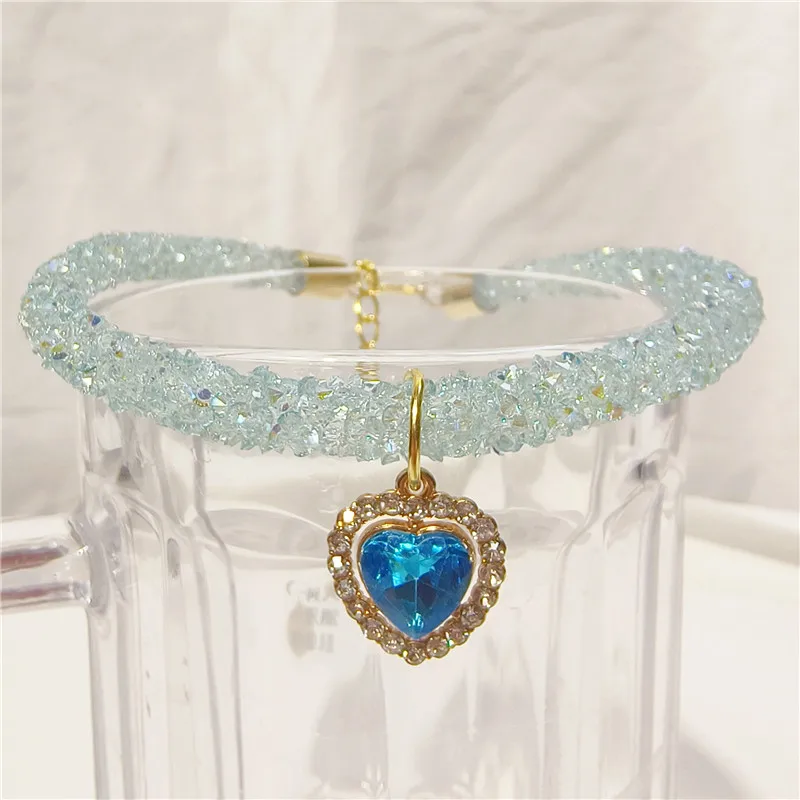 Collar para gatos y perros con colgante corazón diamante multicolor - imagen 4