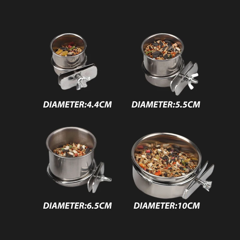 Jaula colgante para pájaros, cuenco de acero inoxidable para mascotas, plato para pájaros, taza antivuelco, alimentador de alimentos para beber, periquito, Lovebird, 1 ud. - imagen 5