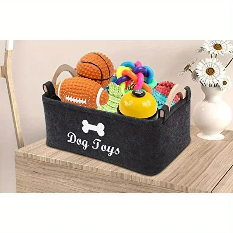 Cesta fieltro organizadora de juguetes para perros – Resistente y suave - imagen 5
