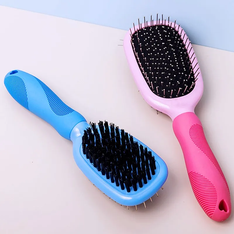 Cepillo doble cara para perros con masaje y removedor de pelo suelto - imagen 2