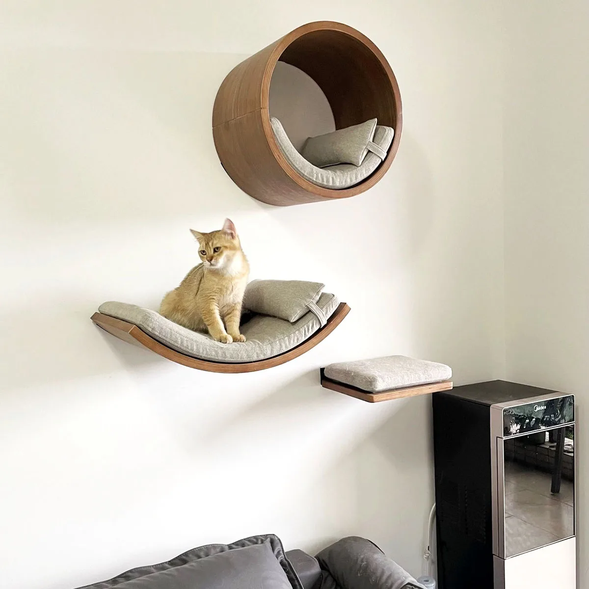 Estantes de escalada para gatos montados en la pared, hamaca, escaleras, casa, torre de árbol de madera para gatos, paseo, parque infantil, muebles para mascotas, accesorios