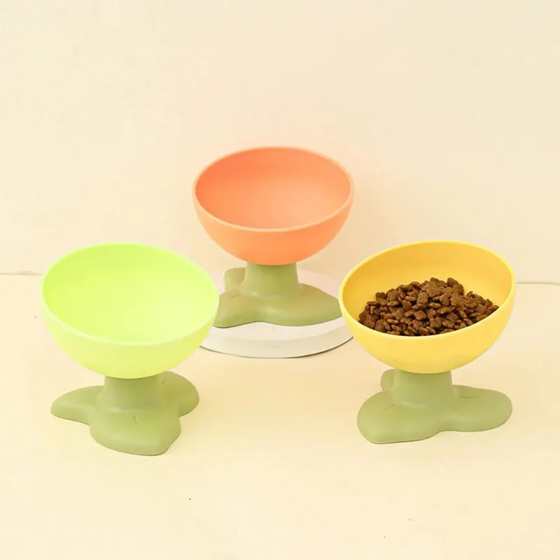 Cuenco para gatos con flores para mascotas, plato de agua y comida de cerámica, bonito cuenco alimentador para mascotas, suministros antideslizantes para gatos, cachorros y gatitos, mascotas pequeñas