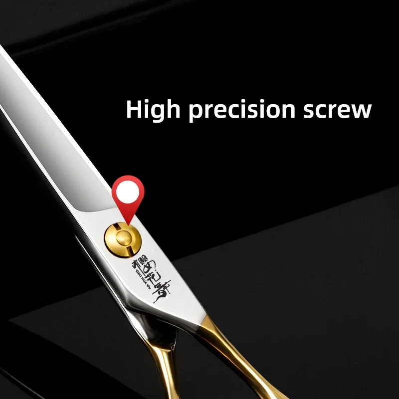 Tijeras profesionales para mascotas, mango dorado, tijeras curvas, tijeras retorcidas, juego de tijeras para el cabello para tienda de belleza para perros de peluche - imagen 4