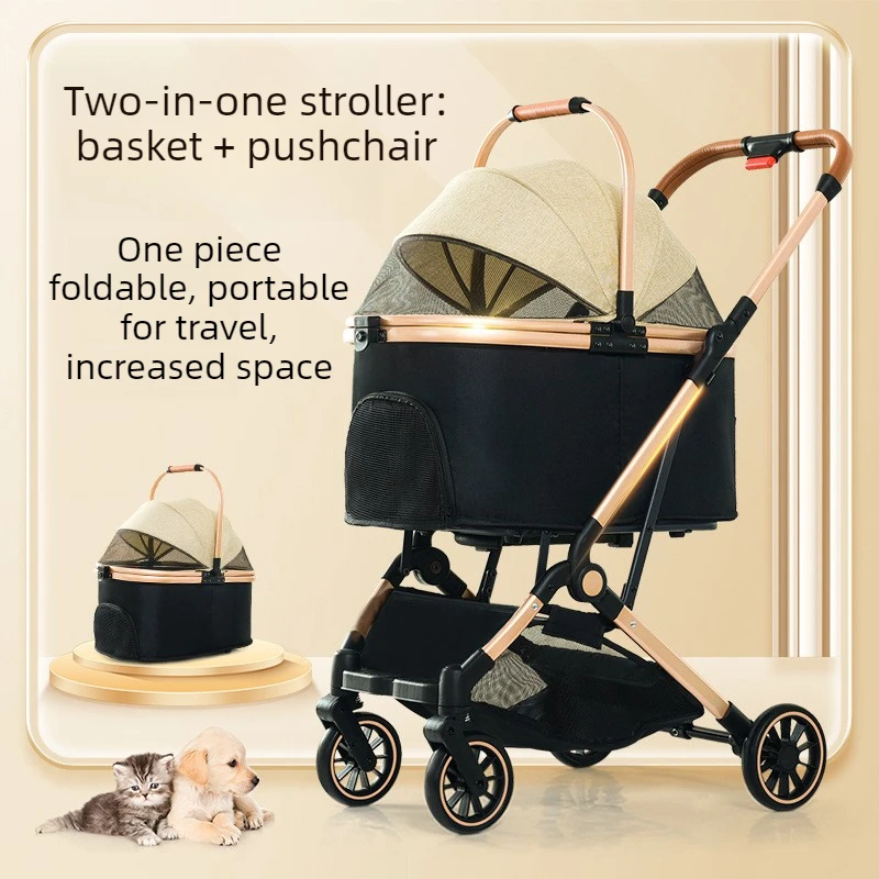 Cochecito para perros pequeños y gatos – Carrito plegable con cesta desmontable