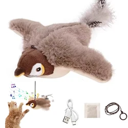 Juguete interactivo pájaro batiente recargable sin volar para gatos