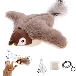 Juguete interactivo pájaro batiente recargable sin volar para gatos