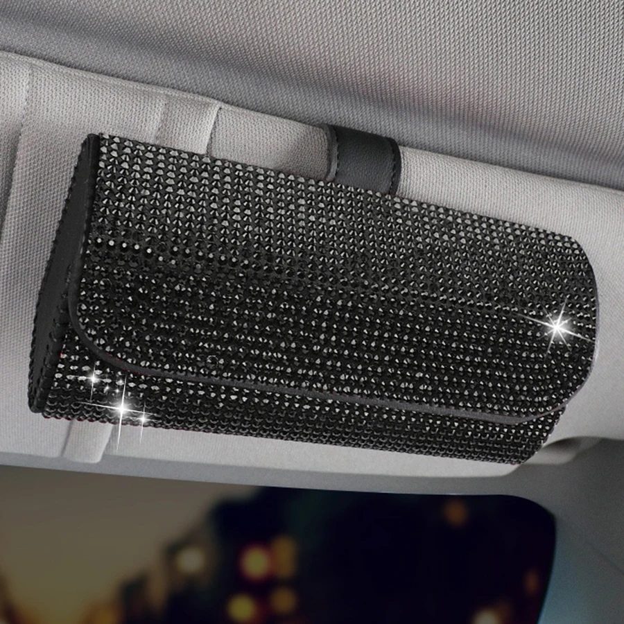 Estuche gafas de coche con pedrería brillante – Organizador visera - imagen 3