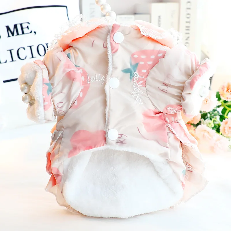 Ropa para perros Otoño e Invierno vestido de princesa para gatos polar grueso dulce Lolita suministros para mascotas para perros pequeños - imagen 3