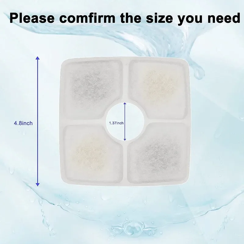 12 Pieces Cat Water Fountain Filters,Triple Filtration System Pet Cat Fountain Filter Replacement for Square Cat Fountain - imagen 2