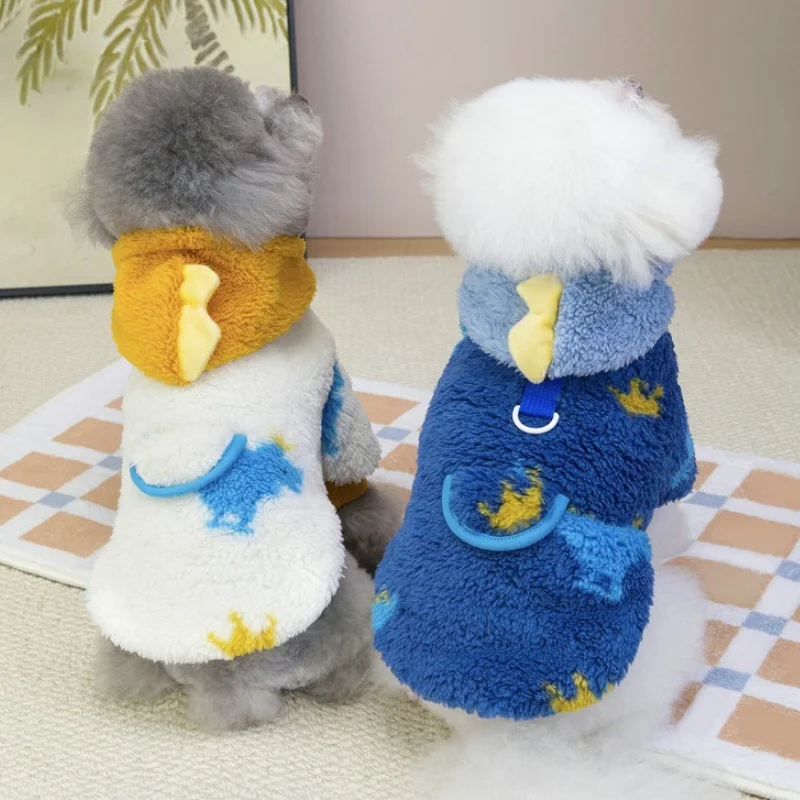 Ropa cálida de invierno para perros, sudaderas con capucha suaves y bonitas para perros, jerséis con patrón de animales para cachorros, suéter de gato de peluche a la moda, Sudadera con capucha para mascotas, trajes para caniche - imagen 2