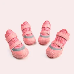 Botines de invierno para cachorros para perros pequeños, botas ajustables con Velcro para mascotas, protectores de patas con suela antideslizante, impermeables, paquete de 4 zapatos para perros