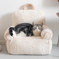 Sofá cama desmontable para gatos y perros, cálido suave