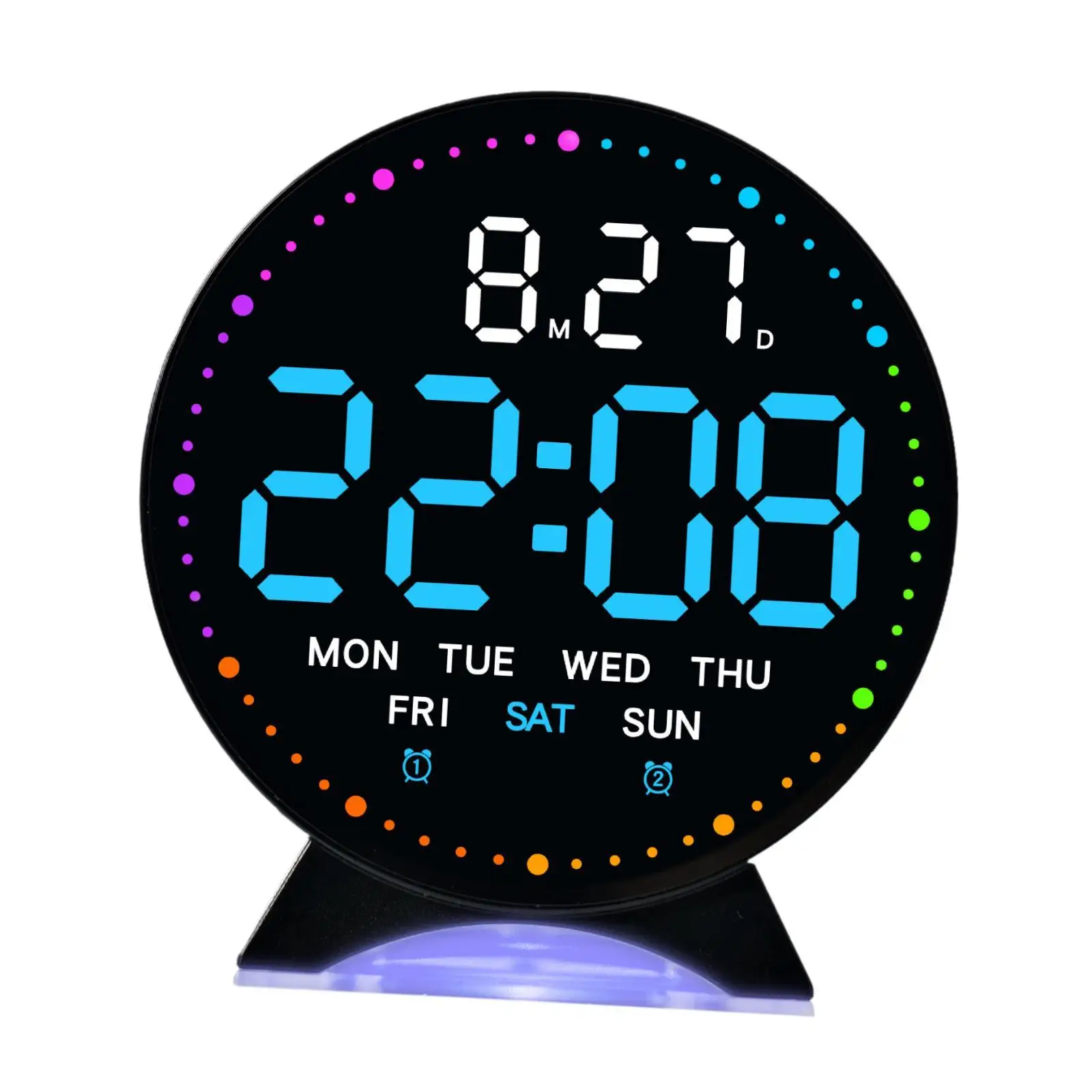 Alarm Clock with LED Display Multifunctional Time Date Week Display Home Decor 12/24H Bedside Clocks for Bedside Office Home