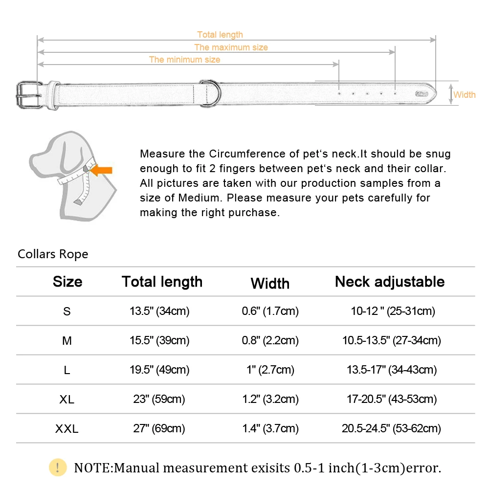 Collar de cuero para perros pequeños, medianos y grandes, collares acolchados suaves para perros grandes, Pitbull, Labrador, Pastor Alemán, S-XXL - imagen 3
