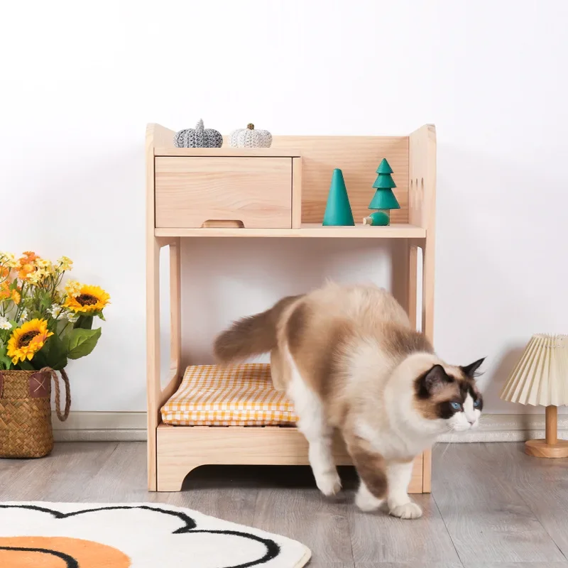 Cama de madera desmontable y lavable para mascotas, mesita de noche, universal para todas las estaciones en verano, productos de muebles, moderna - imagen 3