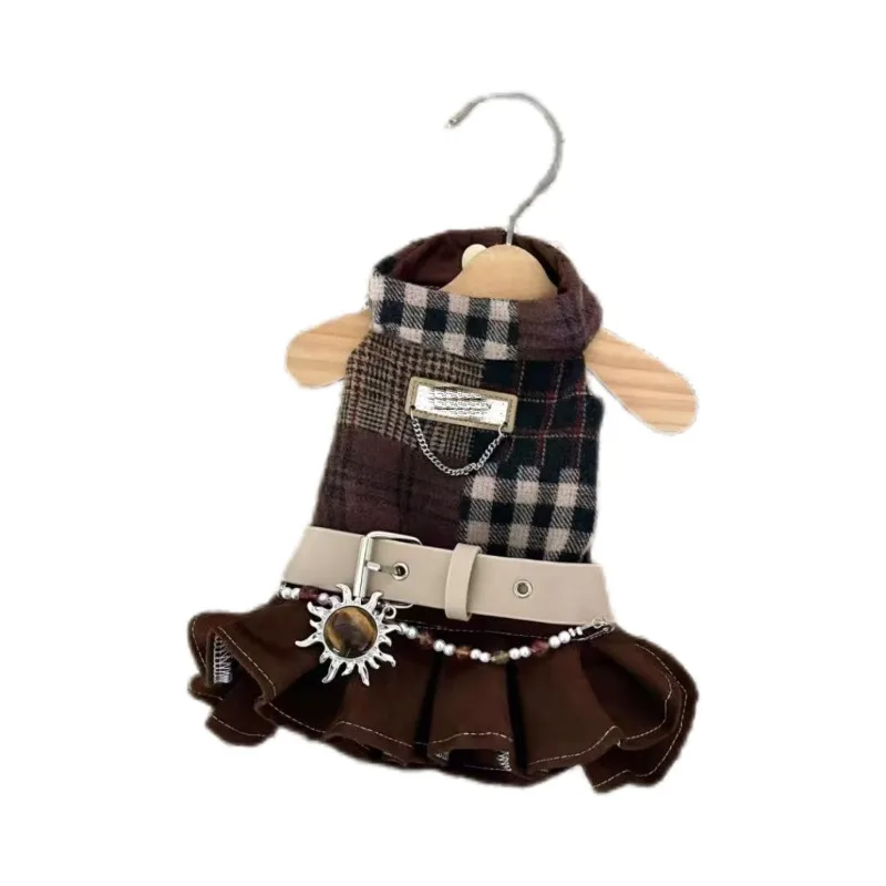Vestido de tirantes a cuadros invierno para perros pequeños y medianos - imagen 5