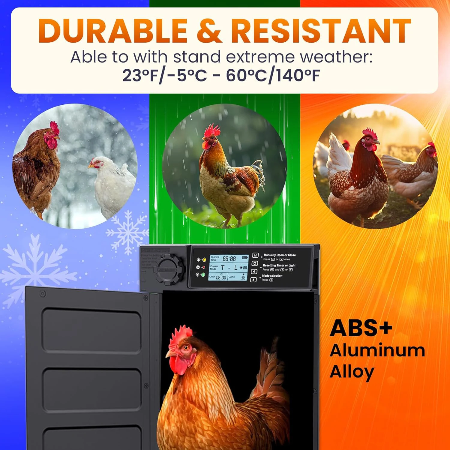 Puerta solar automática para gallinero exterior – Sensor luz antipellizco - imagen 5