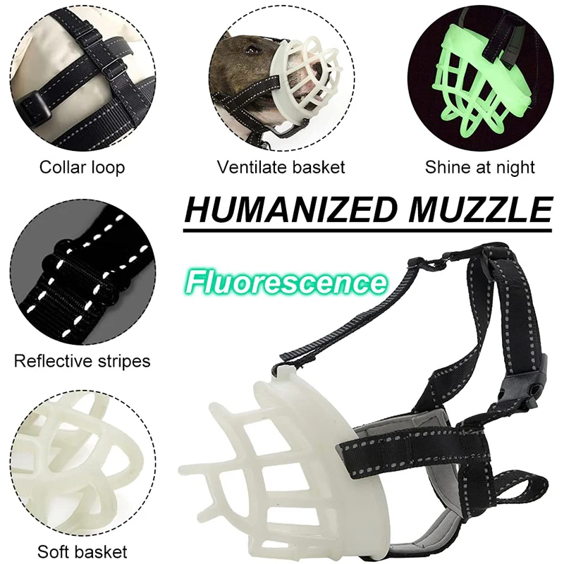 Benepaw bozal fluorescente para perros agresivos, transpirable, ajustable, reflectante, cubierta para la boca para mascotas, deja de morder, ladrar, masticar - imagen 4